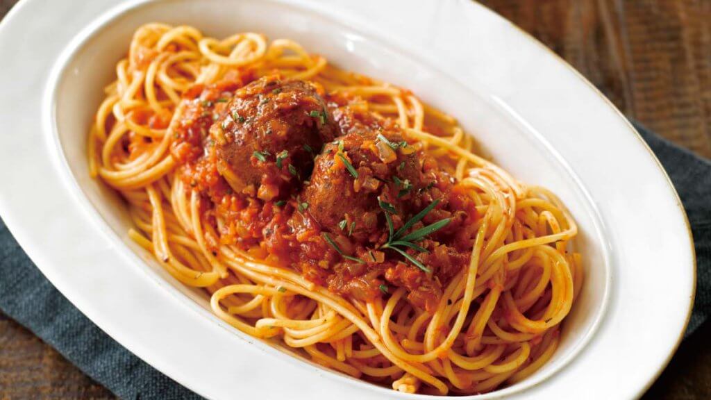 ソイミートボールのスパゲティ